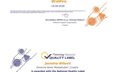 Nacionalna oznaka kvalitete za dva međunarodna eTwinning projekta naše škole